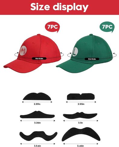 Super Brothers Hat for Kids Adults Halloween Cosplay Adjustable Hats with Mustache in Saudi Arabia
