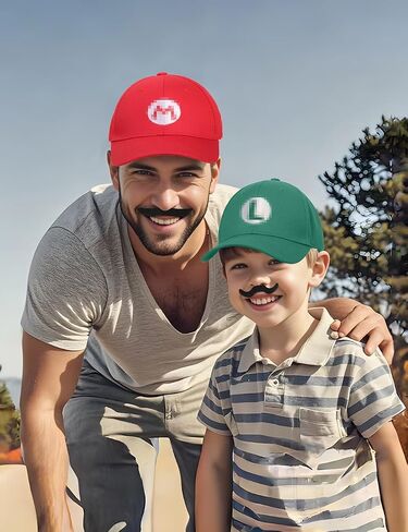 Super Brothers Hat for Kids Adults Halloween Cosplay Adjustable Hats with Mustache in Saudi Arabia