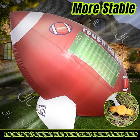 Icywye 6FT Large Football Party Decorations - Outdoor Football Inflatable Decor with Built-in LED Light - Indoor Football Themed Party Supplies Blow Up Decoration for Yard Holiday in Saudi Arabia
