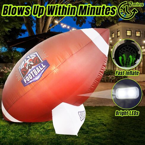 Icywye 6FT Large Football Party Decorations - Outdoor Football Inflatable Decor with Built-in LED Light - Indoor Football Themed Party Supplies Blow Up Decoration for Yard Holiday in Saudi Arabia