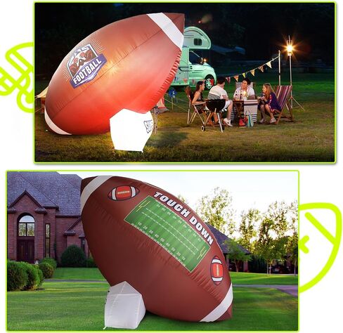 Icywye 6FT Large Football Party Decorations - Outdoor Football Inflatable Decor with Built-in LED Light - Indoor Football Themed Party Supplies Blow Up Decoration for Yard Holiday in Saudi Arabia