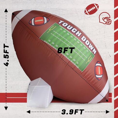 Icywye 6FT Large Football Party Decorations - Outdoor Football Inflatable Decor with Built-in LED Light - Indoor Football Themed Party Supplies Blow Up Decoration for Yard Holiday in Saudi Arabia