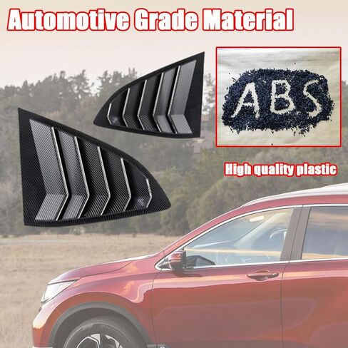 قطعتان من فتحات النوافذ الجانبية الخلفية للسيارة، ستائر غطاء مغرفة بفتحات تهوية على طراز السباق، ستائر خارجية للنافذة المثلثة لتزيين CR-V CRV 2017 2018 2019 2020 2021 2022، أسود لامع in Kuwait
