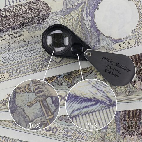 10X 25X Jewelers Loupe Magnifier,Foldable Coin Desktop Magnifier with Scale for Gems,Jewelry,Coins,Stamps in Saudi Arabia