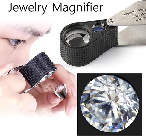 10X 25X Jewelers Loupe Magnifier,Foldable Coin Desktop Magnifier with Scale for Gems,Jewelry,Coins,Stamps in Saudi Arabia