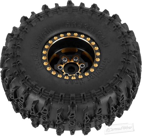 RC 1.0" Beadlock Wheels and Tires for RC Crawler 1/18 TRX4M,1/24 SCX24,Brass 1.0 Beadlock Wheels RC Rims w/ 1.0 Beadlocks Tires Soft Sticky Rubber Tires,4pcs,Style B in Kuwait