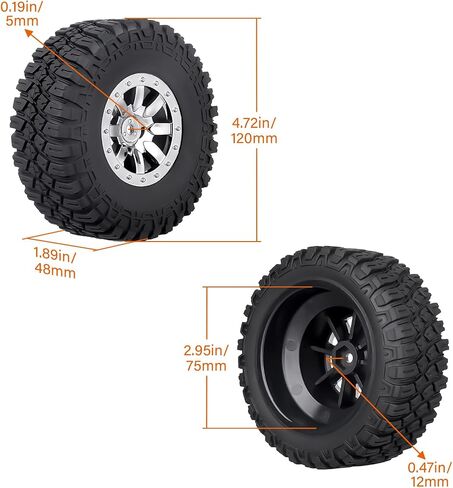 إطارات وعجلات دورة قصيرة RC من HobbyPark مقاس 12 مم سداسي 1/10 لـ Traxxas Slash 4x4 2wd Vxl BL-2S Redcat Blackout SC Pro TR10 Losi 22S SCT 3S 4S Lipo Brushless 4 مجموعات (النمط B) in Saudi Arabia