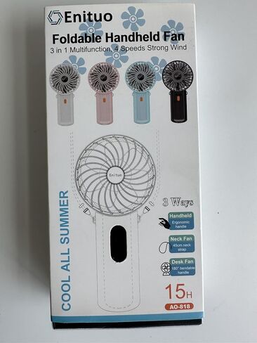 Portable Fan Handheld Fan, Mini Hand Held Fan, 6-15H Cooling Small Personal Fan, 180° Foldable Mini Desk Fan with 4 Quiet Speed, Neck Fan w/Lanyard for Kids Women Men Travel Outdoor Office, Black in Saudi Arabia