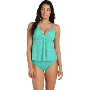 24th & Ocean Women's Standard Shirred Swimsuit Tankini Top