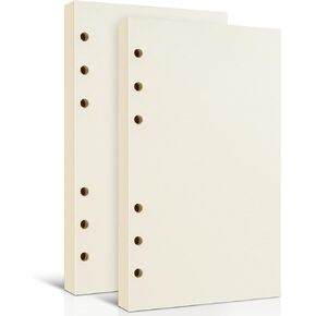 2 Packs A6 Refillable Paper, A6 Blank Refill Paper, A6 Binder Refills for 6-Ring Binders Planner Traveller Journal Notebook Dairy,Filler Paper Insert, 80 Sheets 160 Pages, Blank