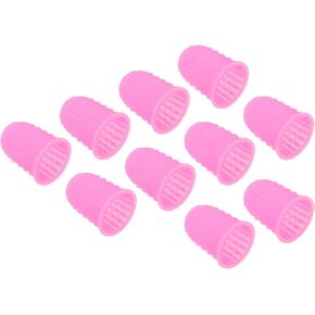 PATIKIL 0.59 Inch Rubber Finger Tips, 20 Pack Silicone Thumb Fingertip Protector Covers Guard Pads Thimble for Office Counting Sorting Sewing, Pink Small Size