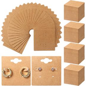 300 Pcs Paper Earring Cards for Selling Stud Kraft Earring Display Cards with 6 Holes Jewelry Display Blank Earring Packaging for Jewelry Crafts Hanging Display Retail