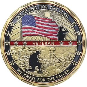 US Military Challenge Coin Veteran Coin - Stand for The Flag, Kneel for The Fallen Pack of 10
