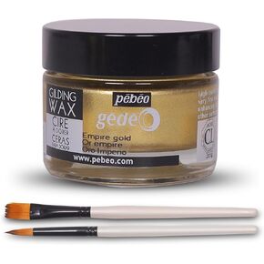 Pebeo Gilding Wax 30ml – Antique Gold Gilding Wax for Crafting, Antiquing Wax for Crafts and Professional Finishing – Gilding Wax for Wood, Metal, and More Bundled with Moshify Application Brushes