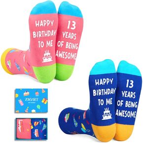 Zmart 13th Birthday Gift Ideas Socks - 13th Birthday Gifts for 13 Year Old Boys Girls, Birthday Presents for 13 Year Old Teens