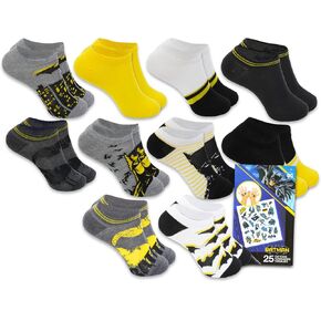 Batman Ankle Socks for Boys 10 Pack Set - Bundle with 10 Pairs of Batman Ankle Socks Boys, Tattoos | Batman Socks for Kids