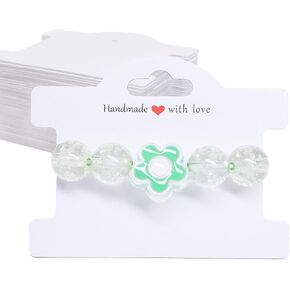 ALLWSLucky 50PCS Bracelet Cards for Selling, White Bracelet Display Cards Handmade with Love Jewelry Display Card for Small Business of Hair Ties, Bracelet, Necklace, Hair Scrunchies(Brown)