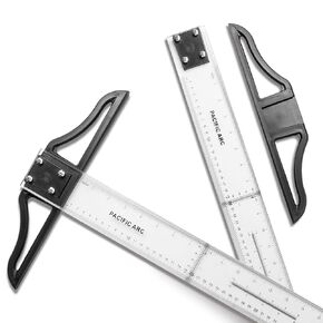 Pacific Arc 24 Inch T Square, Traditional Acrylic Graduated in Inch and Metric, Detachable Head