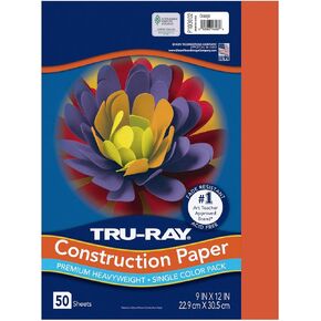 Pacon 103002 Tru-Ray Construction Paper, 76 lbs., 9 x 12, Orange, 50 Sheets/Pack
