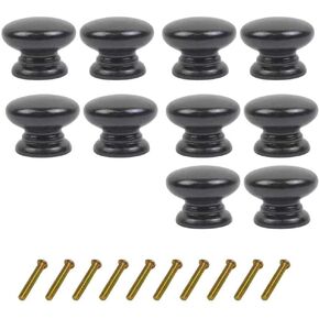 Mysummer 5 Pack Round Wood Drawer Knobs Walnut Finished Kitchen Cabinet Pulls Handles Hardware for Kitchen Cabinets Furniture Dresser Wardrobe Cupboard Drawer Pulls Knobs