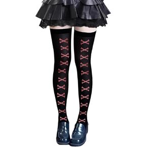 Halloween Skeleton Thigh High Socks Over-the-Knee Stockings With Double-Sided Printing Plus Size Design For Women Girls