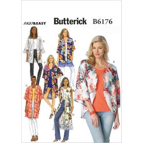 Butterick Patterns 6176, Misses Kimono,Sizes (16-18) (20-22) (24-26), ZZ (LRG-XLG-XXL), Multi-Colour