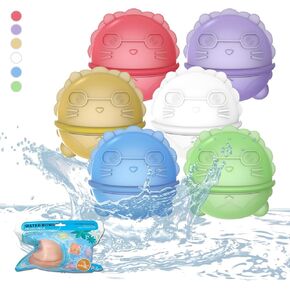 6Pcs Lion Shape Water Balloons, Reusable Self-Sealing Quick Refill, Summer Kids Adults Water Toys Silicone, Skin Friendly, Bathtub Fun Beach