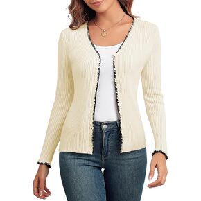 ZAFUL Women's Cropped Cardigans Sweaters Lightweight Crochet V Neck Knit Sweater Button Down Shrug for Dresses