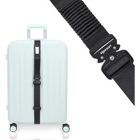 Vigorport Luggage Straps for Suitcases TSA Approved Suitcase Belt, Stretchable Travel Strap for Luggage, Heavy Duty Metal Buckle Luggage Belt Strap (Black, 72" Long/1PK)