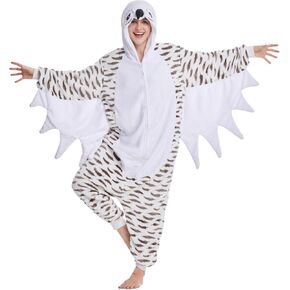 Kgromfy Unisex Owl Onesie Adult Halloween Costume Bird Cosplay Jumpsuit Pajamas Animal One Piece Novelty Homewear