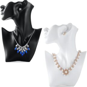 Juexica 2 Pcs Necklace Mannequin Display Stand for Selling Mannequin Earring Stand Necklace Display Stand Resin Pendant Jewelry Stand Boutique Bust Holder Organizer for Jewelry Show Store Retail