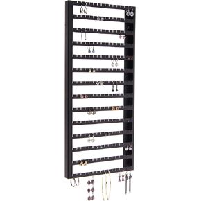 Angelynn's Wall Mounted Earring Holder Organizer for Stud Dangle Pierced Earrings, Hanging Closet Jewelry Storage Rack, Luka Large White