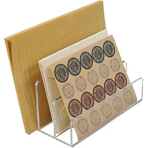 Acrylic Mail Sorter Desktop Organizer Holder,3 Compartments Laddered Clear Desk Letter Organizer Holders for Desk Bill Filling Envelope Holder Office, Home, School Desk Organization