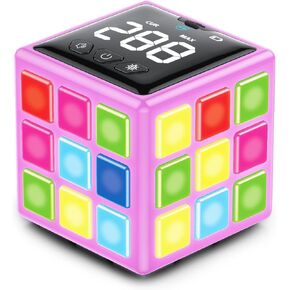 Rechargeable Game Cube, 15-in-1 Fun Brain Memory & Speed Games for Kids, Christmas Birthday Gifts for Boys Girls Ages 6-12+ Years Old, Cool Toys for Kids Teens with Score Screen (Pink)