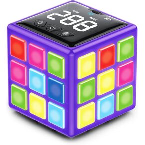 Rechargeable Game Cube, 15-in-1 Fun Brain Memory & Speed Games for Kids, Christmas Birthday Gifts for Boys Girls Ages 6-12+ Years Old, Cool Toys for Kids Teens with Score Screen (Purple)