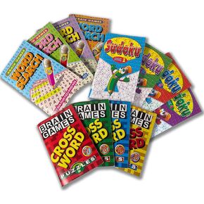 حزمة كتب ألغاز الجيب - 12 كتابًا - 4 بحث بالكلمات، 4 كلمات متقاطعة، 4 سودوكو - 5×8، 96 قطعة لكل قطعة، أنشطة الكلمات والأرقام، للأطفال بعمر 9 سنوات فما فوق