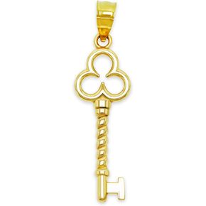 Gold Key Charm Pendant - 10 Karat Gold - Key Design Jewelry - Key Jewelry