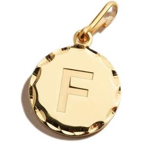 Alex and Ani Initial F Charm, F, 14KT Gold over .925 Sterling Silver, Gold, Charm Size 0.51 inch Width by 0.51 inch Height