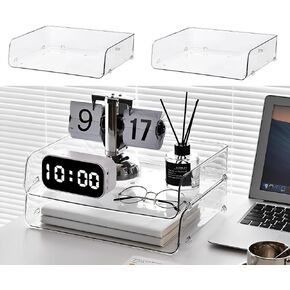 4 Pack Paper Organizer for Desk,Stackable Paper Tray Book Holder for Classroom,Office and More,Letter Tray Desk Organizer,Clear