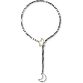 Slip Chain Necklace For Women, Gold Moon and Star Choker Necklaces For Women Punk Gothic Adjustable Cuban Lariat Y-Necklace