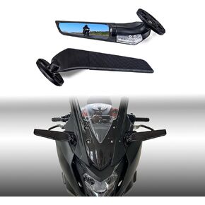 Racing Motorcycle Rear View Mirrors with LED Turn Signal Lights Stealth Mirrors Compatible with Kawasaki Ninja 300 400 650, Honda CBR300R CBR500R CBR600RR, Suzuki GSXR 600 750, Ducati, Yamaha