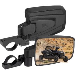 KEMIMOTO UTV Side Mirrors Spring Back Feature for 1.65-2 inch Roll bar No Need to Readjust After Hitting Branch, Compatible with Polaris RZR/Can Am X3/Pioneer/Talon/Mule/CFMOTO Rainproof UTV Mirrors