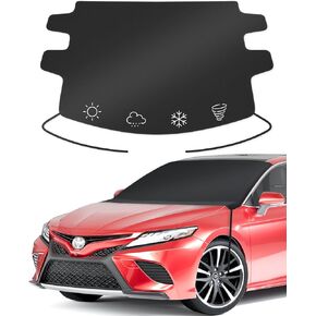 Car Windshield Cover for Ice & Snow [3X Windproof, Ice Shield Fabric] Winter Car Accessories Frost Guard Cover, Portable with Carrying Bag, Fit for Most Coupe/Sedans/SUVs, Medium