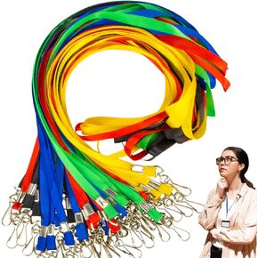 Lanyards - 35 PCS Lanyards Bulk Flat Badge Lanyard With Clip For Office&School Name Tags Teacher,Student,5 Colors Lanyards For id Badges