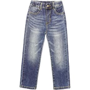 KIDSCOOL SPACE Big Girls Jeans, 5-14T Simple Design Boys Ribbed Waist Denim Pants