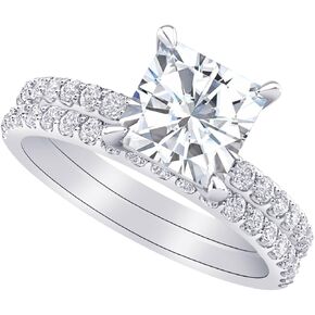 1-8 Carat (ctw) White Gold Princess Cut LAB GROWN Diamond Cut To Perfection Princess Diamond Wedding Bridal Set (Color E-F Clarity VS2-SI1)