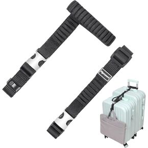 Vigorport Luggage Straps, Metal Luggage Connector Straps for Suitcases, Stretchable Add A Bag Adjustable Attachment Accessories Belts (Black, Large)