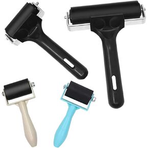 4PCS Rubber Roller Brayer, TuNan 3 Sizes Glue Roller for Ink Paint Block Stamping, Printmaking Wallpaper and Arts Crafts