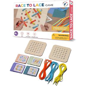 Race To Lace - Perfect Home or Travel Games for Kids and Adults - Ideal for 8-12 Years old - Solo or 2+ Players for for 4+ Years & Up - Car Games, Airplane Games, Family & Kids Games - Road Trip Games
