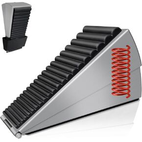 Adjustable Heavy Duty Door Stopper, Spring Loaded & with Holder, Tall up to 3 in Strongest Stainless Steel Doorstop for Bottom of Any Heavy Door